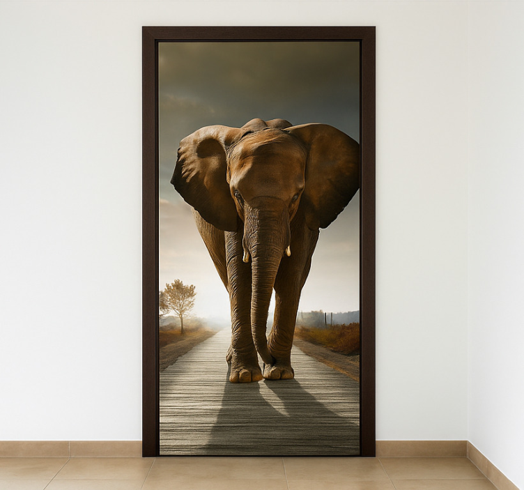 Majestic big elephant door sticker - TenStickers