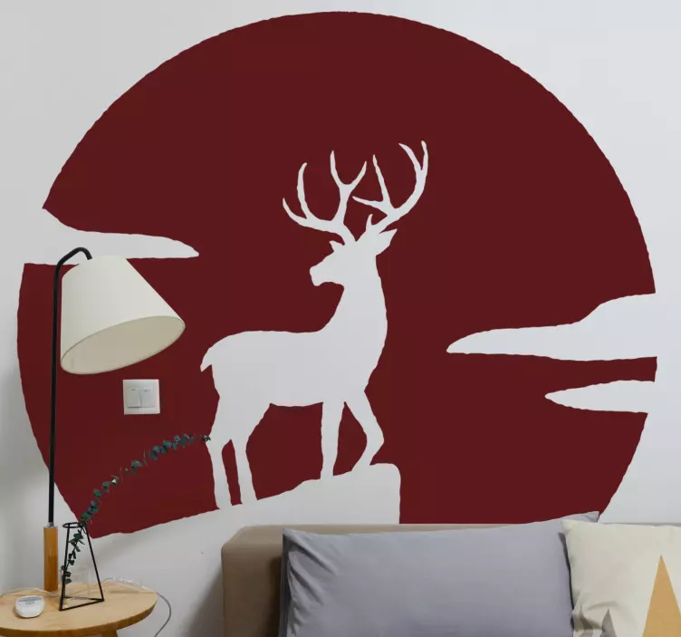 Majestic stag silhouette wild animal sticker - TenStickers