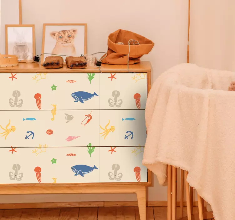 Marine Creatures Pattern fish wall sticker - TenStickers