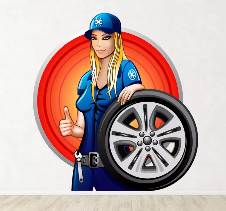 Mechanic Woman Sticker - TenStickers