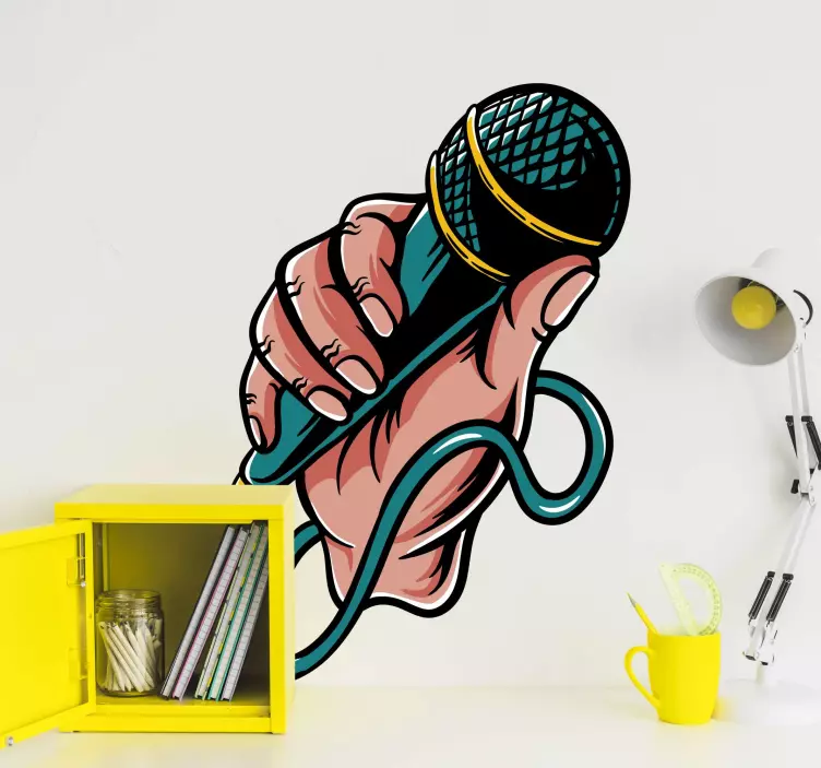 Microphone Hand Gesture music wall sticker - TenStickers