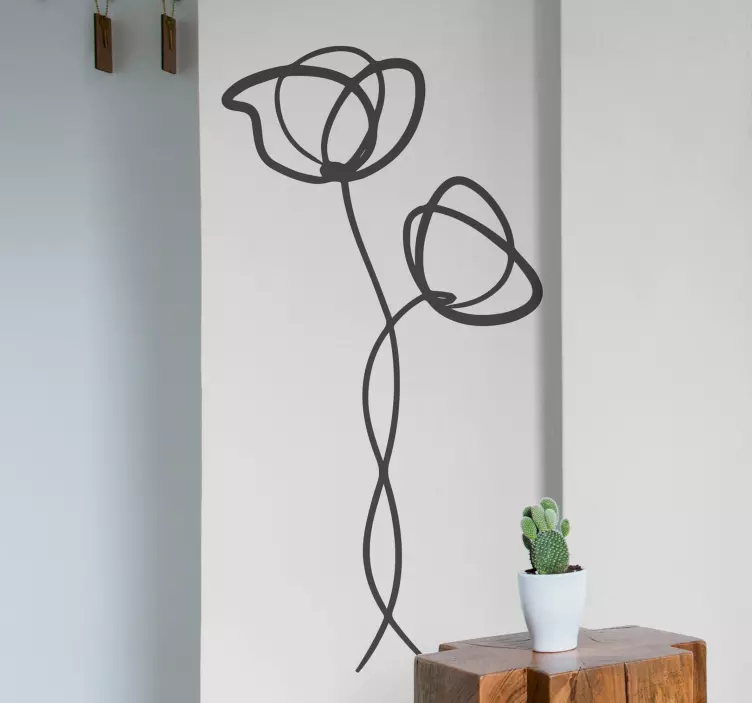 Minimalist poppies flower living room wall sticker - TenStickers