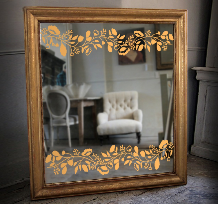 Ornamental floral mirror sticker - TenStickers