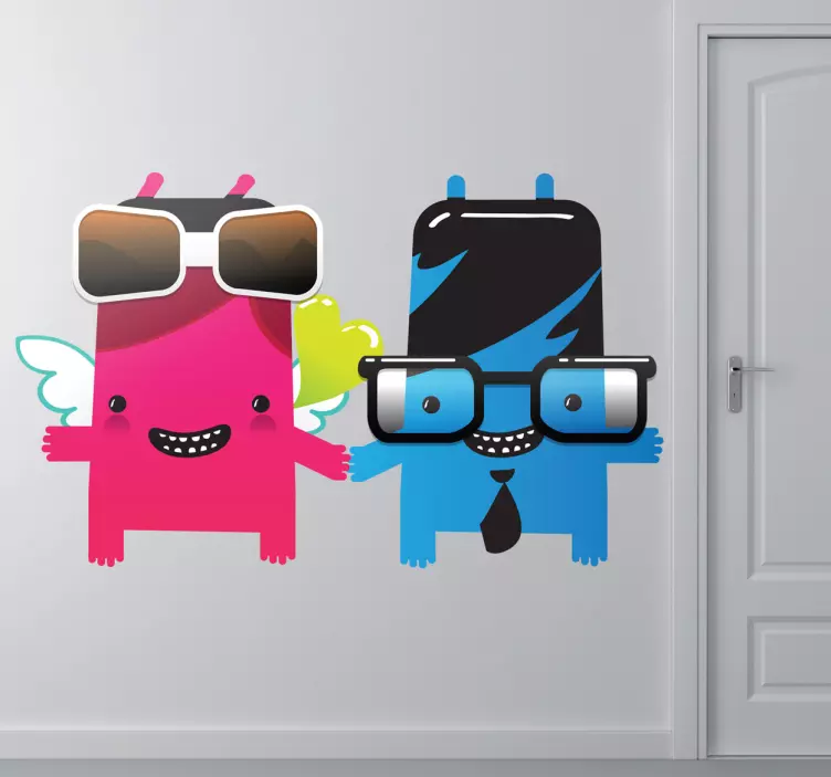 Monster Couple Kids Sticker - TenStickers