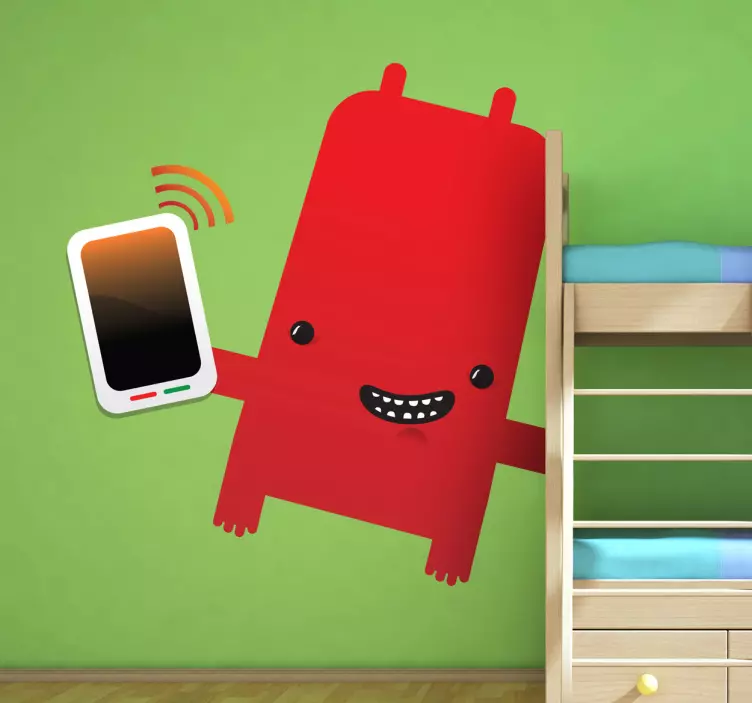 Monster & Phone Wall Sticker - TenStickers