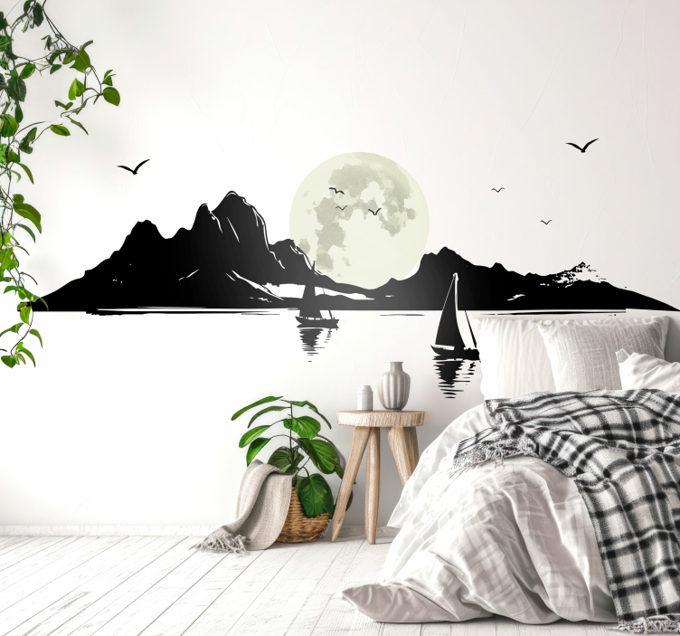 Moonlight landscape wall sticker - TenStickers
