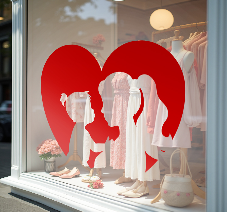 Mother heart silhouette shop window sticker - TenStickers