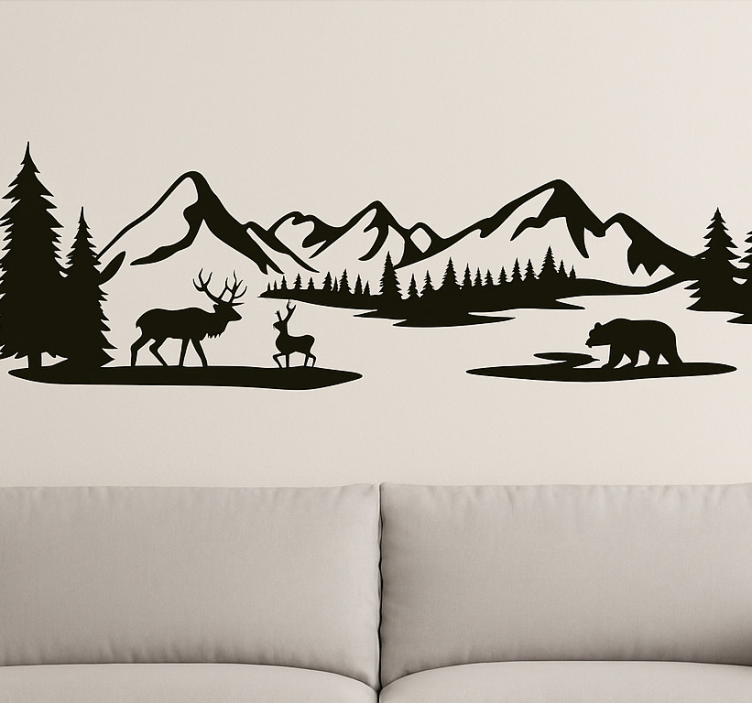 Mountain Forest Landscape living room wall sticker - TenStickers