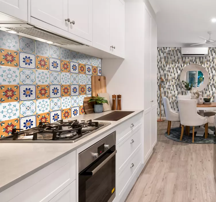 Multicolored  hydraulic kitchen tile sticker - TenStickers