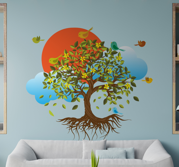 Nature wall sticker avian life on a tree - TenStickers