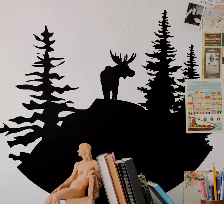 Nature wall sticker moose among trees - TenStickers