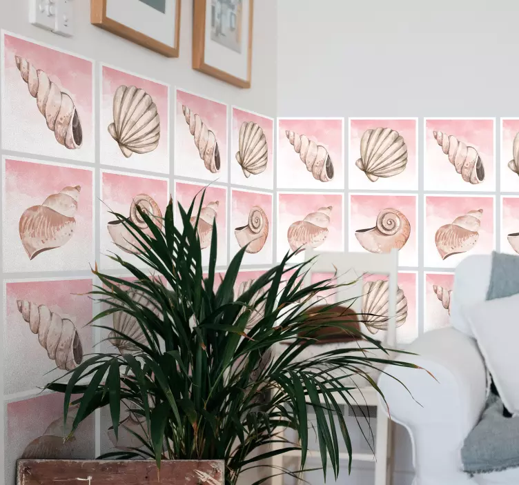 Nature wall sticker seashell watercolors - TenStickers