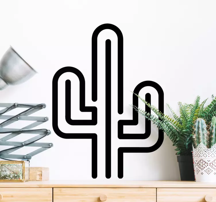 Nature wall sticker stylized cactus design - TenStickers