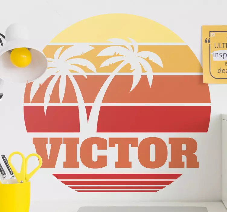 Nature wall sticker sunset palm silhouette - TenStickers