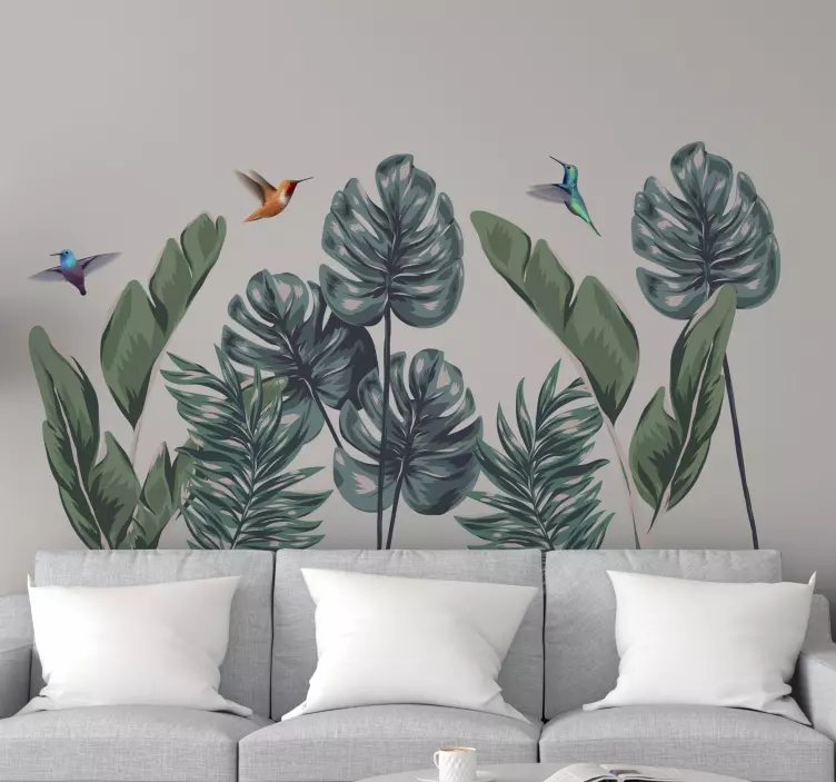 Nature wall sticker tropical greenery scene - TenStickers