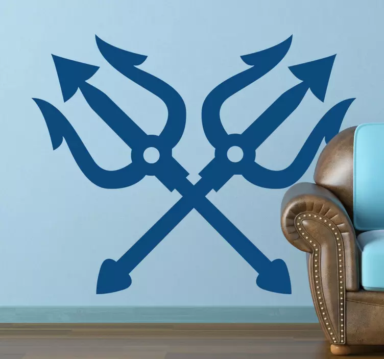 Neptune Crossed Tridents Sticker - TenStickers