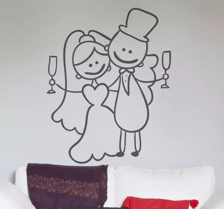 Newly-wed Couple Toast Sticker - TenStickers