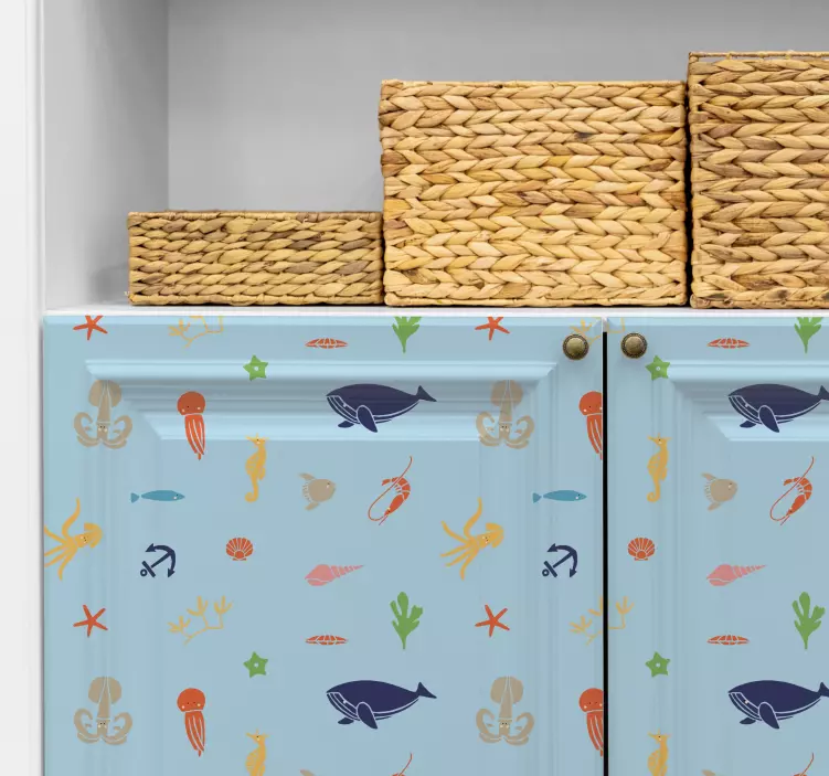 Ocean life pattern furniture sticker - TenStickers