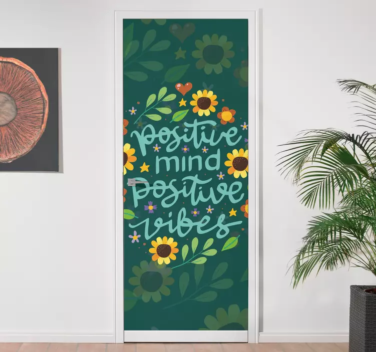 Optimistic Thoughts Uplifting Energy door sticker - TenStickers