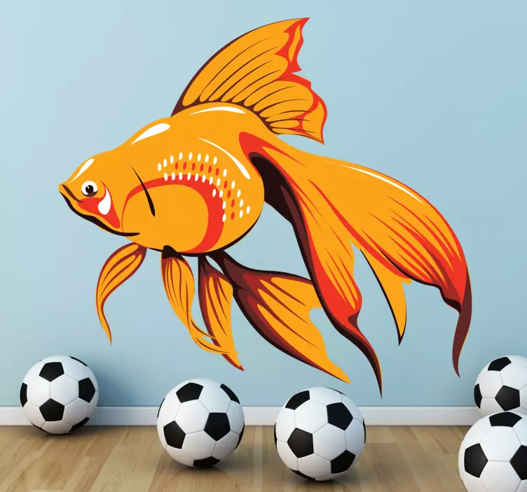 Orange Aquarium Fish Wall Sticker - TenStickers
