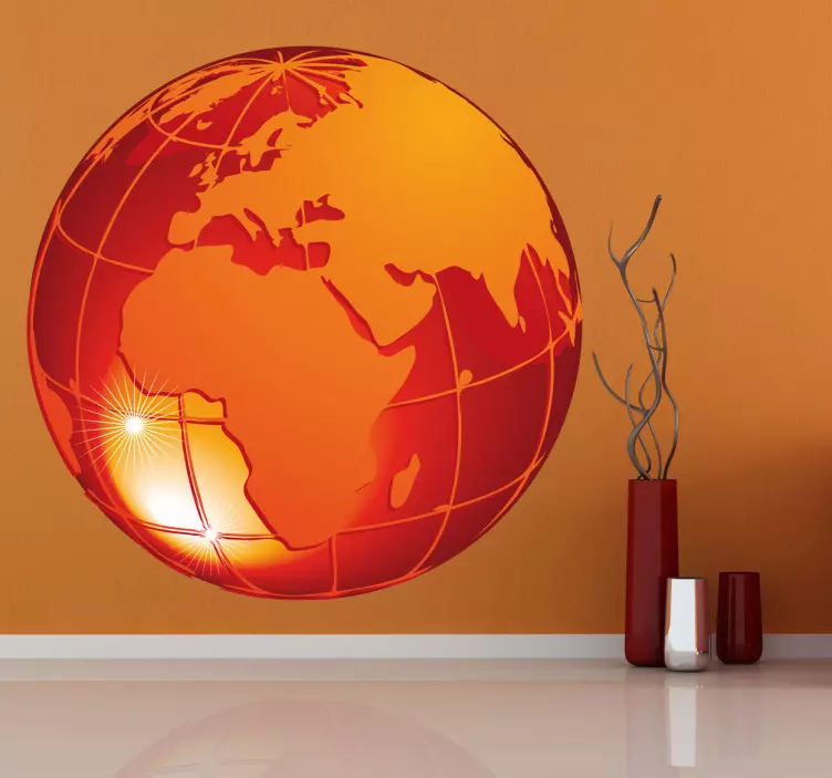 Orange Earth Wall Sticker - TenStickers