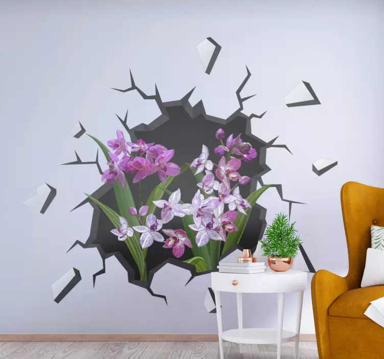 Orchids from the hole visual effects wall sticker - TenStickers