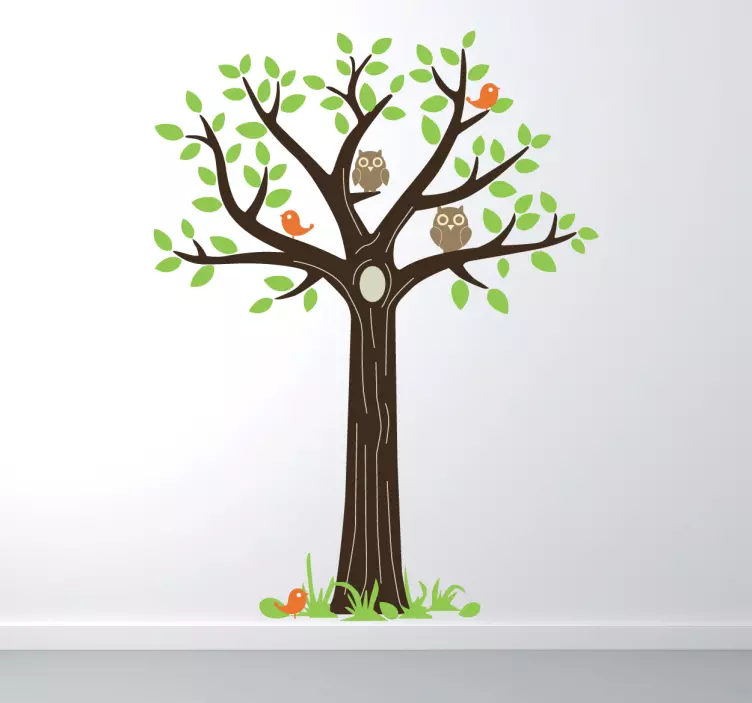 Owls on a Tree Wall Sticker - TenStickers