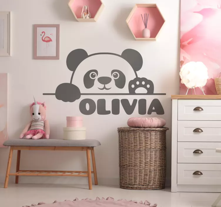 Panda custom name wall sticker - TenStickers