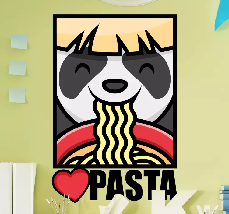 Panda Loving Pasta cuisine wall sticker - TenStickers
