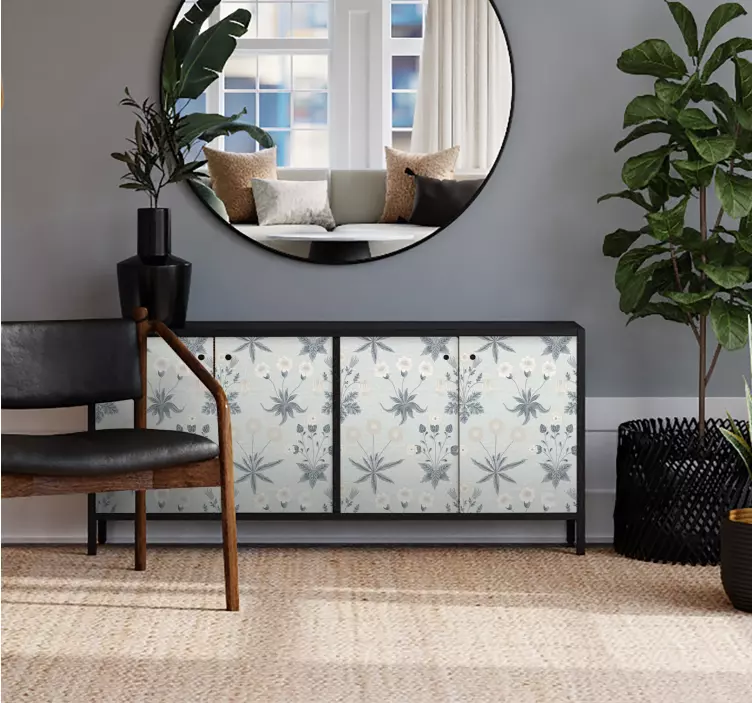 pastel blue floral pattern furniture decal  3600 - TenStickers