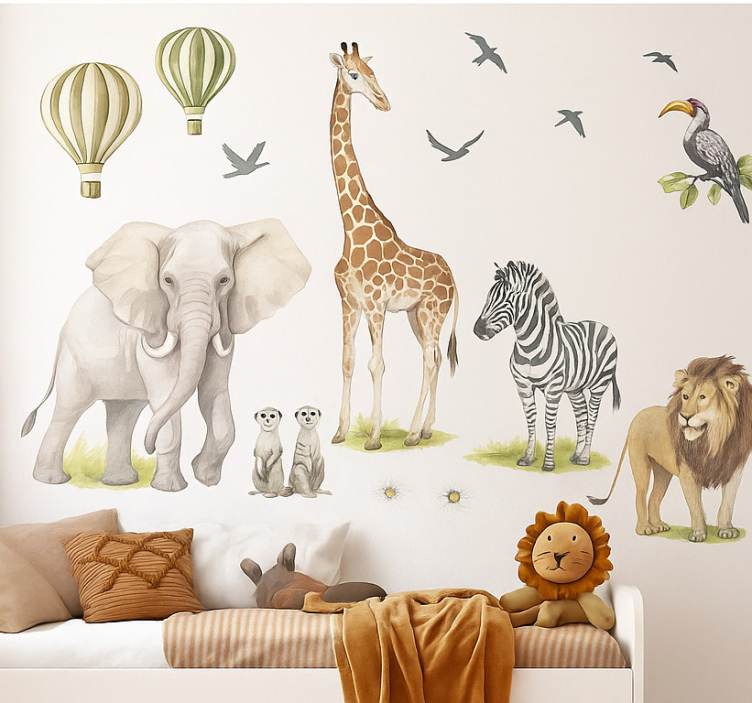Pastel safari balloons wall sticker - TenStickers