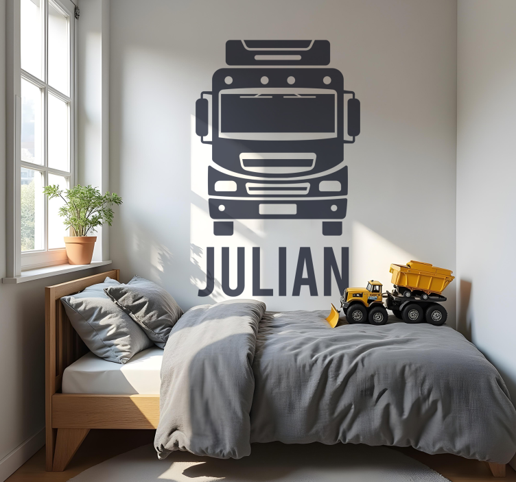 personalized name truck toy sticker - TenStickers