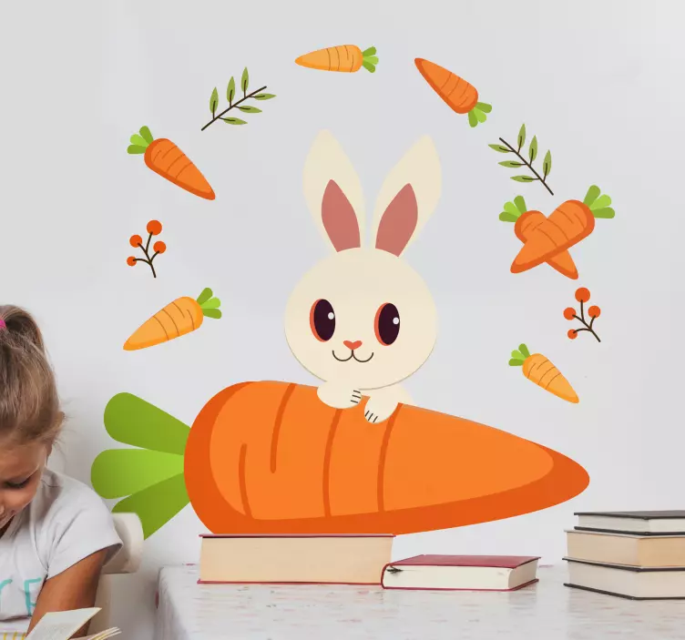 Pet wall art cute bunny with carrot - TenStickers