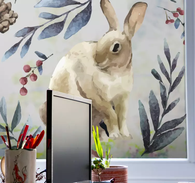 Pet wall art rabbit in greenery - TenStickers
