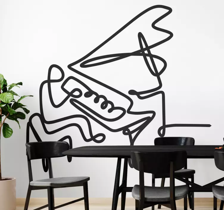 Piano Line Art musical wall sticker - TenStickers