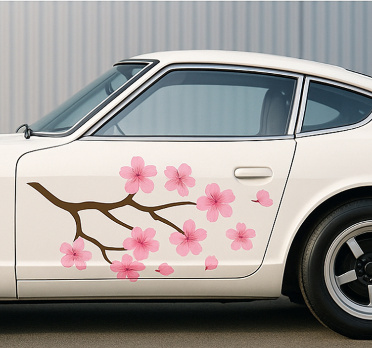 Car sticker pink cherry blossom design - TenStickers