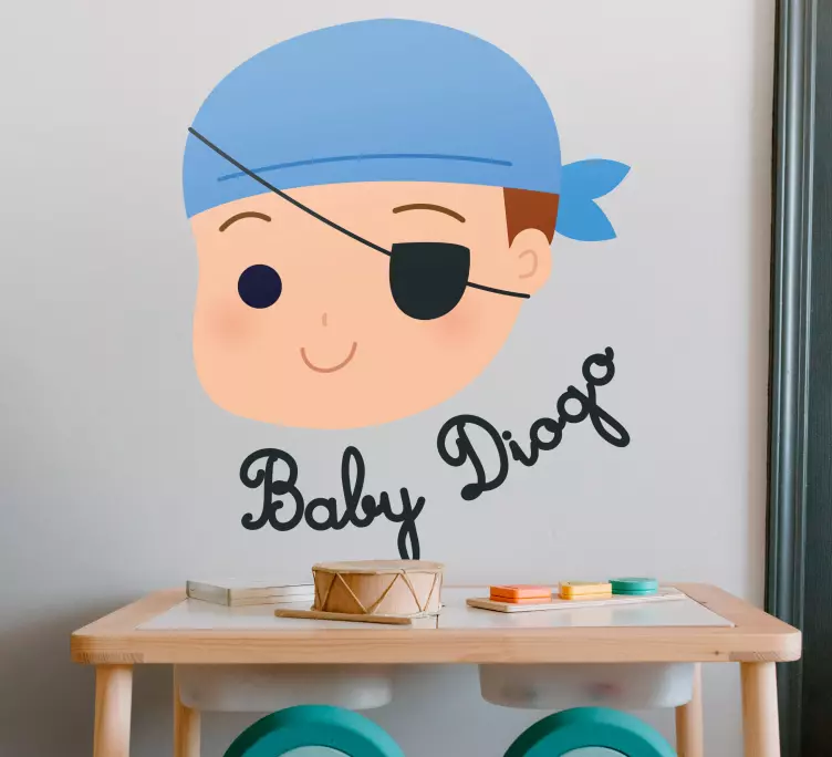 Pirate baby with name illustration sticker - TenStickers