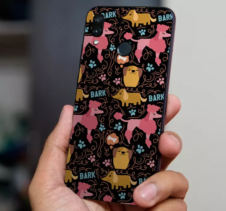 Playful Dog Patterns huawei sticker - TenStickers