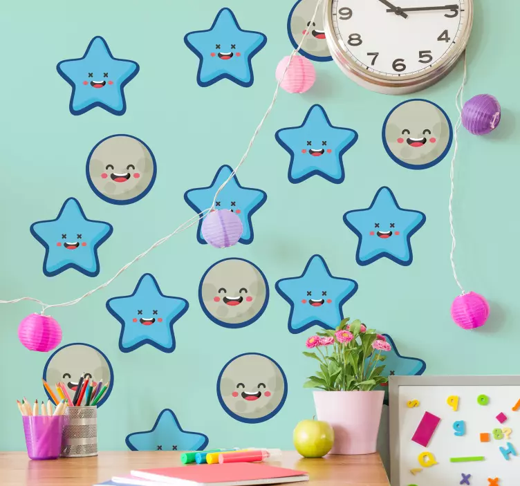 Playful Star Smiles wall stickers for kid - TenStickers