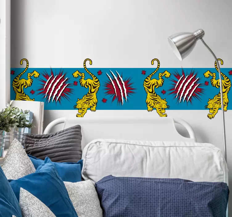 Playful Tigers Theme wall border sticker - TenStickers
