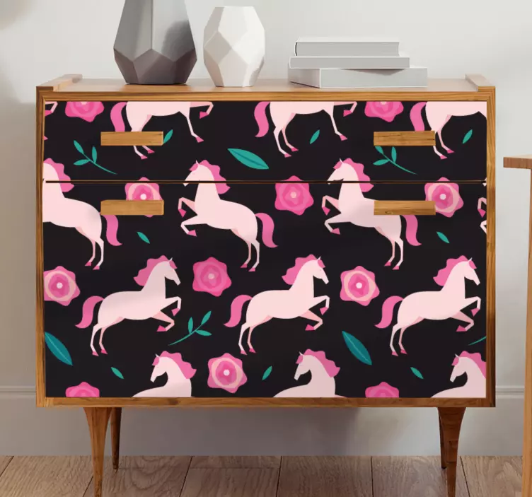 Pink unicorns jumping furniture sticker - TenStickers