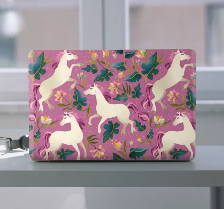 Mystical floral unicorns laptop skin - TenStickers