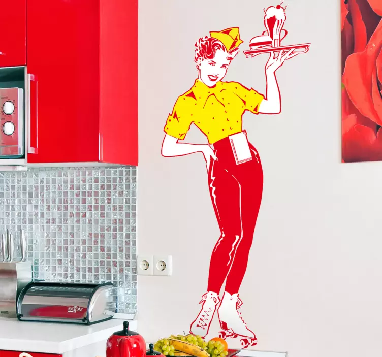 Pop Art Waitress Decorative Sticker - TenStickers