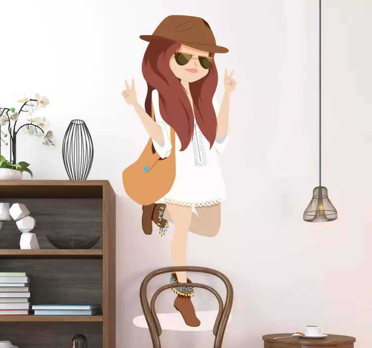 Posh Girl Sketch Fashion Sticker - TenStickers