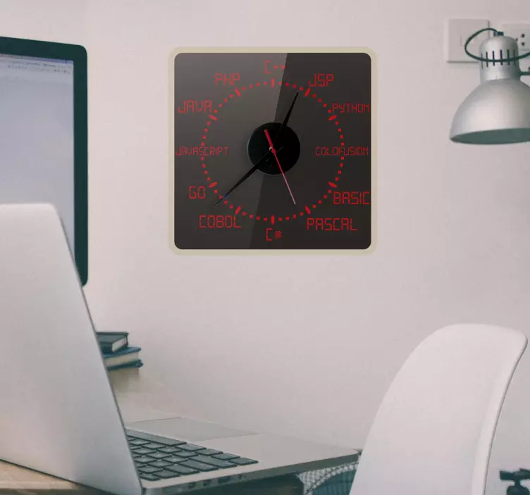 programming languages wall clock sticker - TenStickers