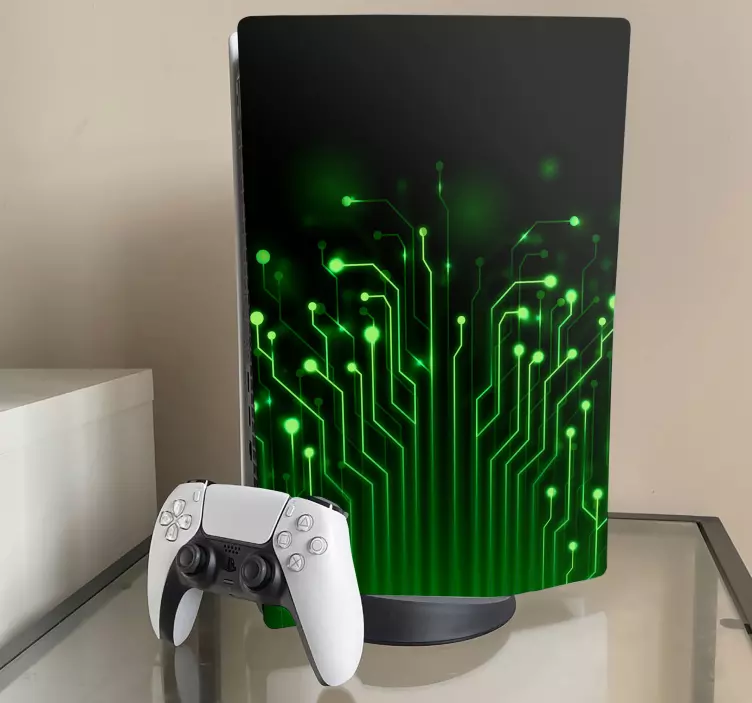 Ps5 skin green circuit patterns - TenStickers