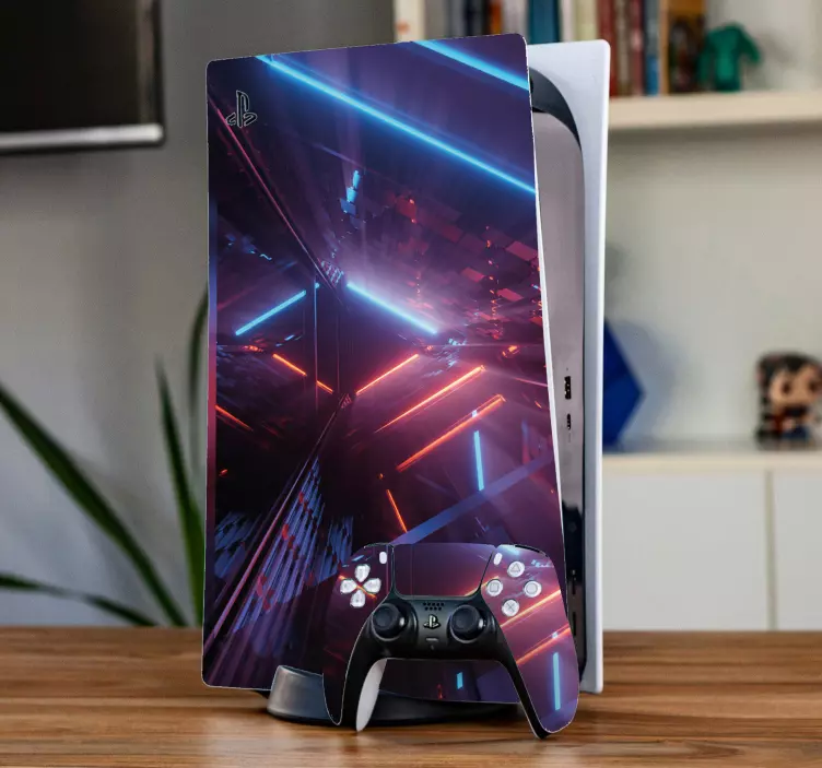 Ps5 skin with futuristic neon effects - TenStickers