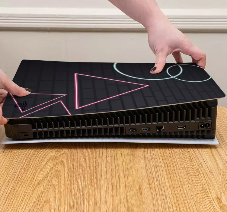 Ps5 skin with geometric patterns on surface - TenStickers