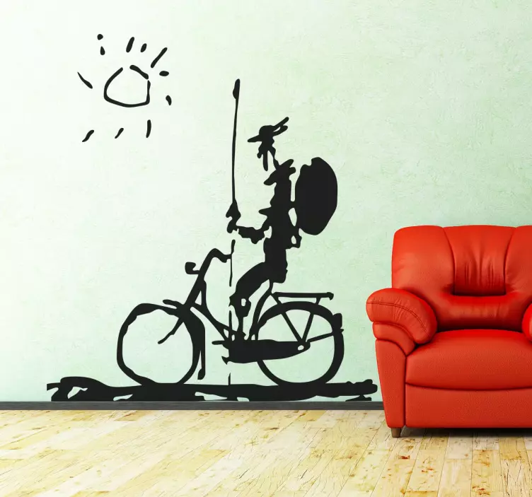 Quijote with Bicycle Decorative Wall Sticker - TenStickers