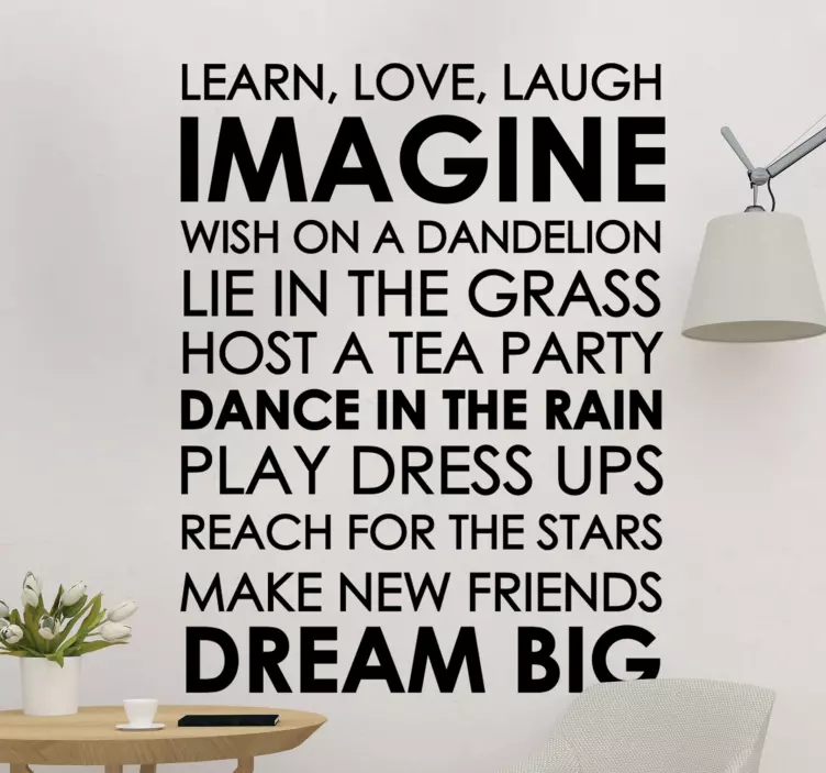 Quote sticker imagine dream big dance in the rain - TenStickers